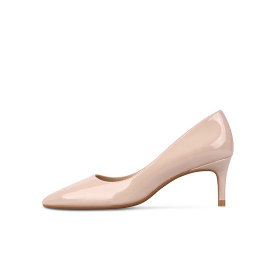 Mid Heeled Nude Patent Small Size Pumps | Small Feet Shoes