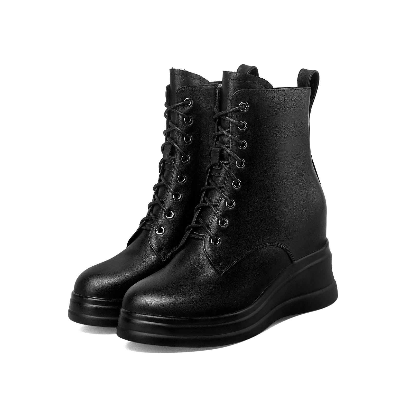 Hariy-size33-wedge-chunky-lace-up-boots-small-feet-shoes