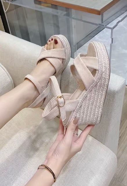 aliso women's platform wedge sandals – cross front design | uk 12–2 (eu 31–34)