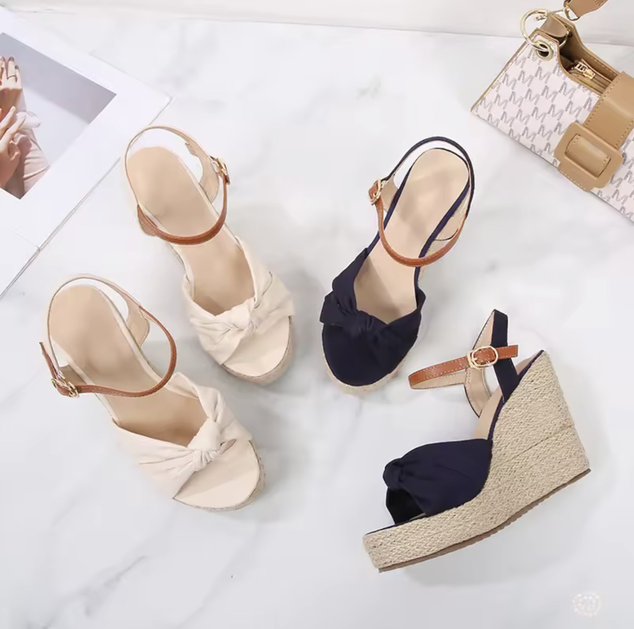 Featured image for “Beti Petite Knot Front Espadrille Wedge Sandals – EU 31–34”